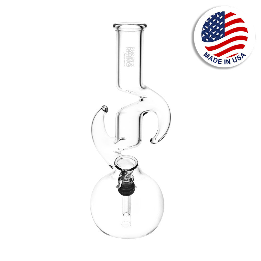 Phoenix Rising Zig Zag Diablo Bubble Base Water Pipe - 9" / Clear - Smoke N’ Poke