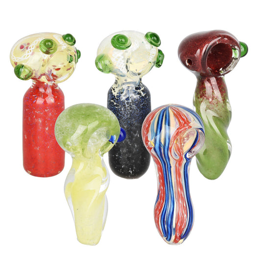 5PC BUNDLE - All Twisted Up Glass Hand Pipe - 3"-3.5" / Assorted Colors