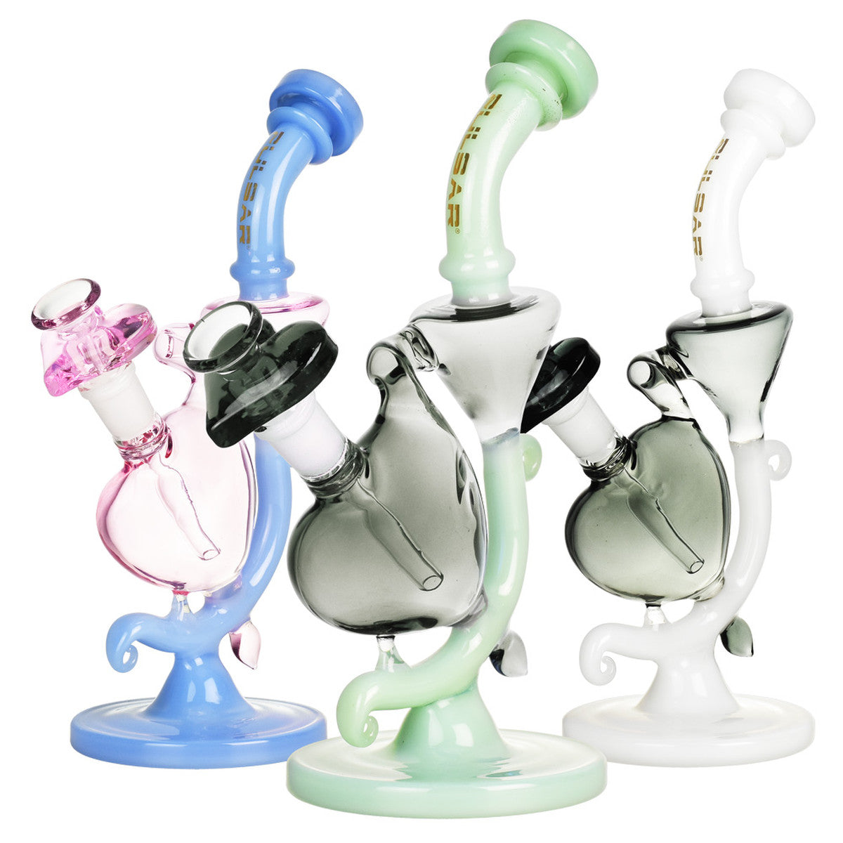 Pulsar Heart Recycler Water Pipe - 8.5" / 14mm F / Blue Pink - Smoke N’ Poke