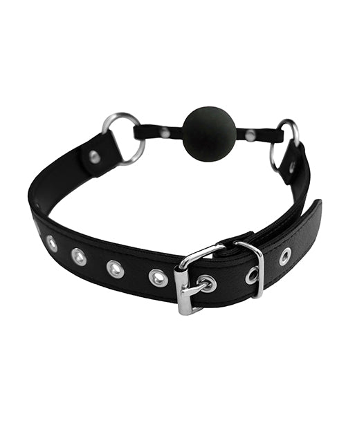 Rouge Fetish Play Vegan Leather Ball Gag - Black