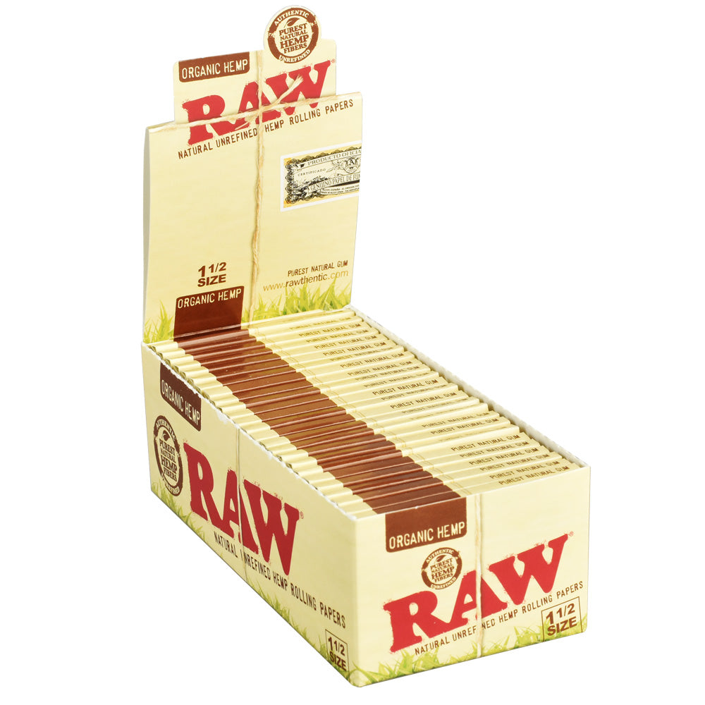 25PC DISPLAY - RAW Organic Hemp Rolling Papers - 1 1/2" - Smoke N’ Poke