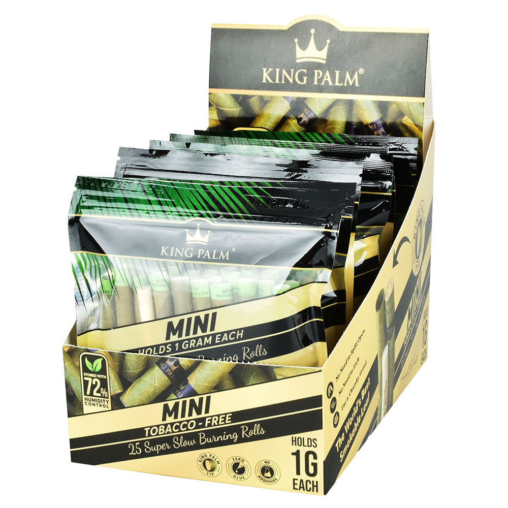 8PC DISPLAY - King Palm Hand Rolled Leaf - 25pk / Mini