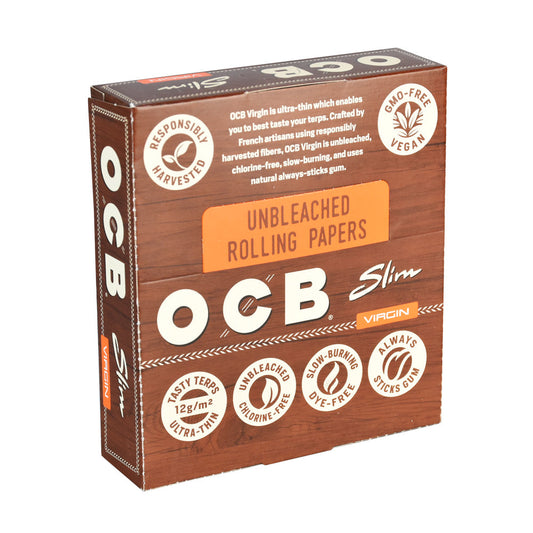 24PC DISPLAY - OCB Virgin Rolling Papers - Kingsize Slim - Smoke N’ Poke