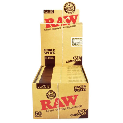 RAW Cut Corners Rolling Papers | Single Wide - Smoke N’ Poke