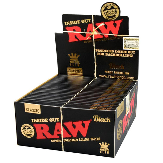 RAW Black Inside Out Rolling Papers | Kingsize Slim - Smoke N’ Poke
