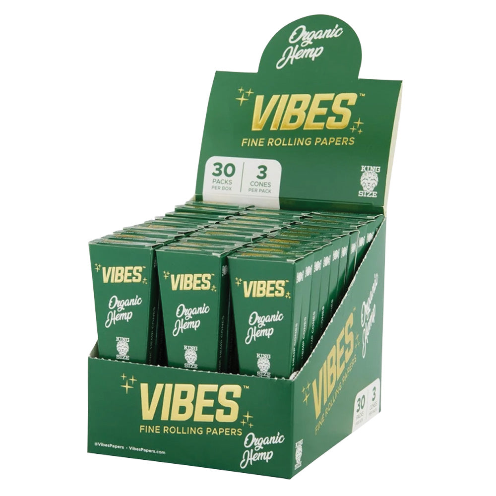 30PC DISPLAY - VIBES Organic Hemp Cones - Smoke N’ Poke