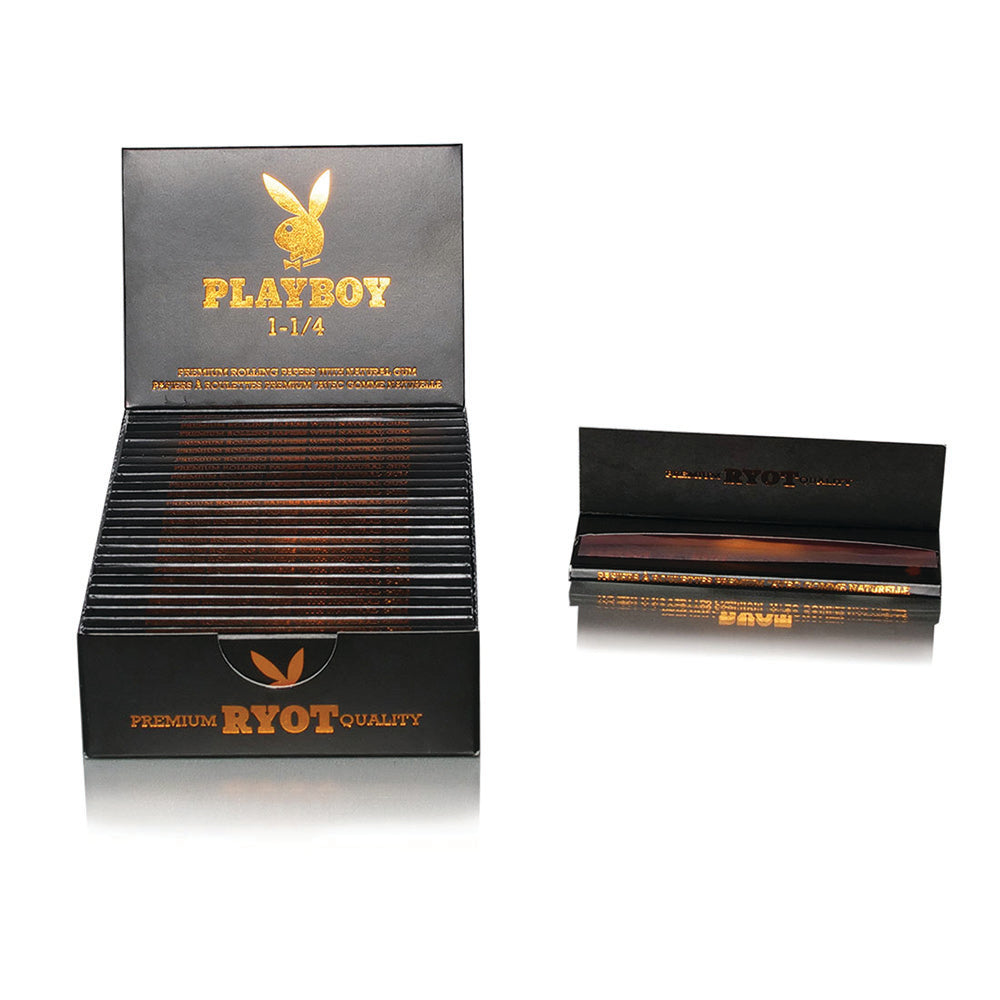 25PC DISP - Playboy x RYOT Rolling Papers - Rose Gold / 1 1/4" - Smoke N’ Poke