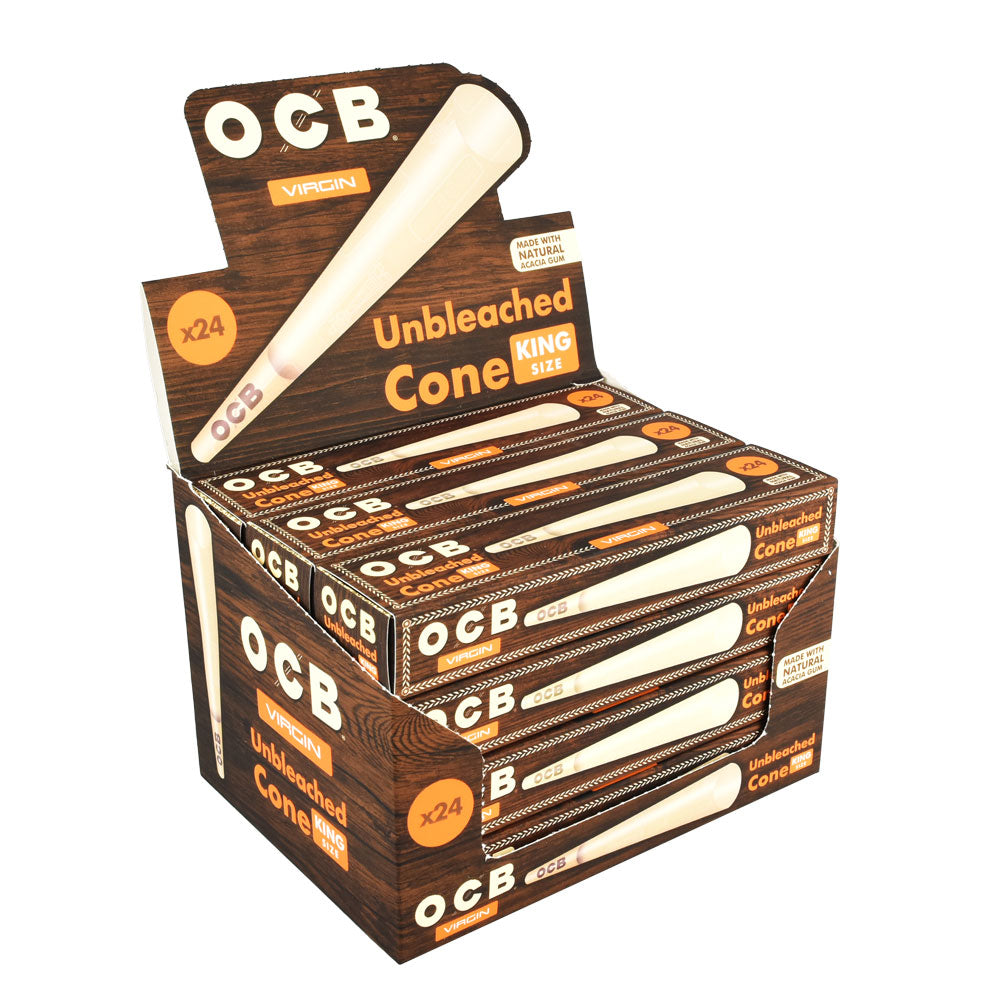 12PC DISPLAY - OCB Virgin Unbleached Cones - Smoke N’ Poke