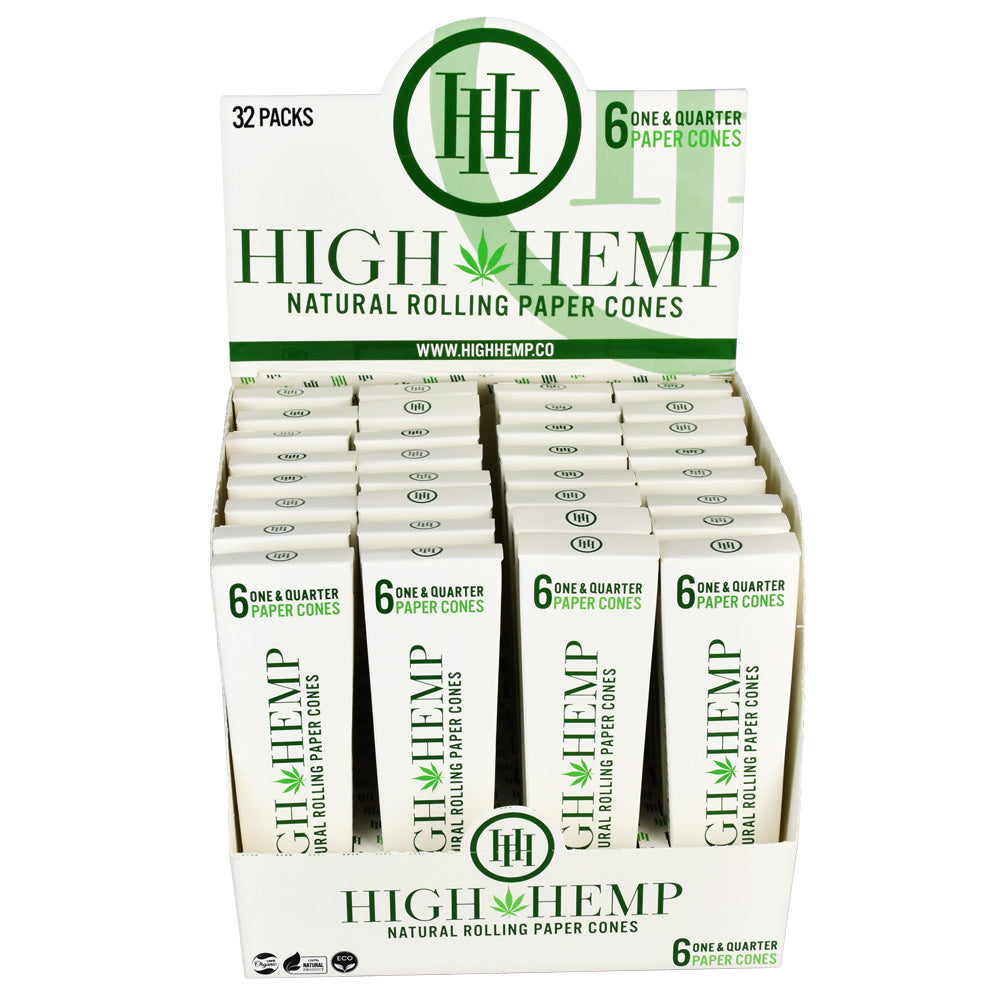 32PC DISPLAY - High Hemp Rolling Paper Cones - 6pk / 1 1/4" - Smoke N’ Poke