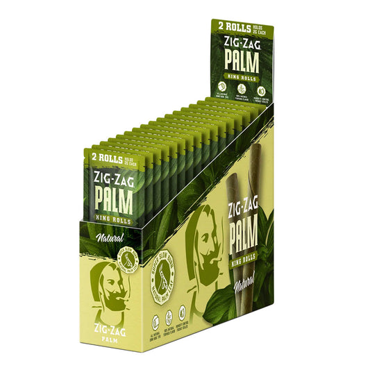 Zig Zag Natural King Palm Rolls | 2pk | 15pc Display - Smoke N’ Poke