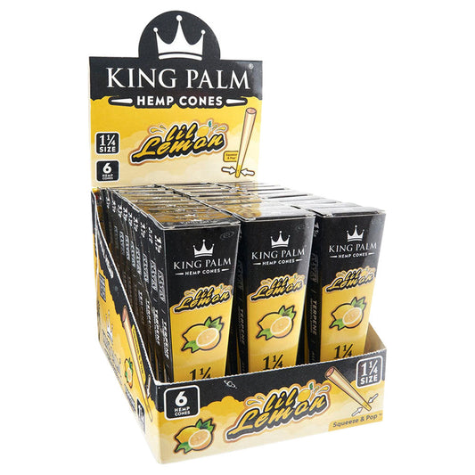 King Palm Lil Lemon Hemp Pre-Rolled Cones | 6pk | 1 1/4" | 30pc Display