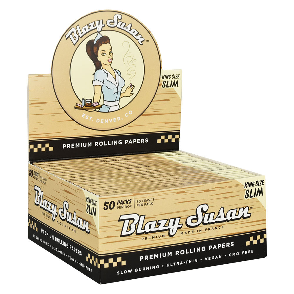 Blazy Susan Unbleached Rolling Papers | 50pk | 50pc Display - Smoke N’ Poke