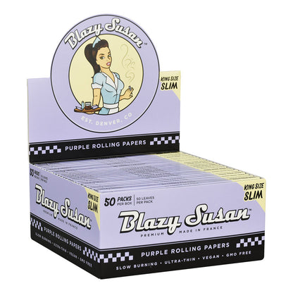 Blazy Susan Purple Rolling Papers | 50pk | 50pc Display - Smoke N’ Poke