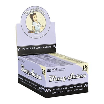 Blazy Susan Purple Rolling Papers | 50pk | 50pc Display - Smoke N’ Poke