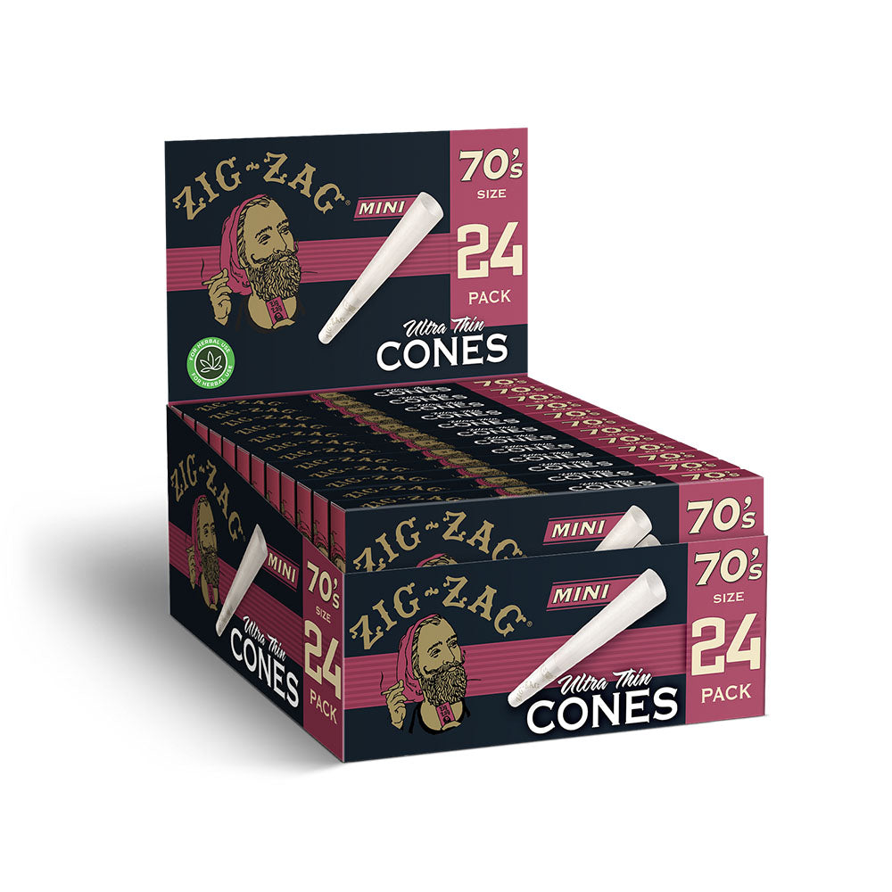 Zig Zag Ultra Thin Mini Cones Display | 70mm - Smoke N’ Poke