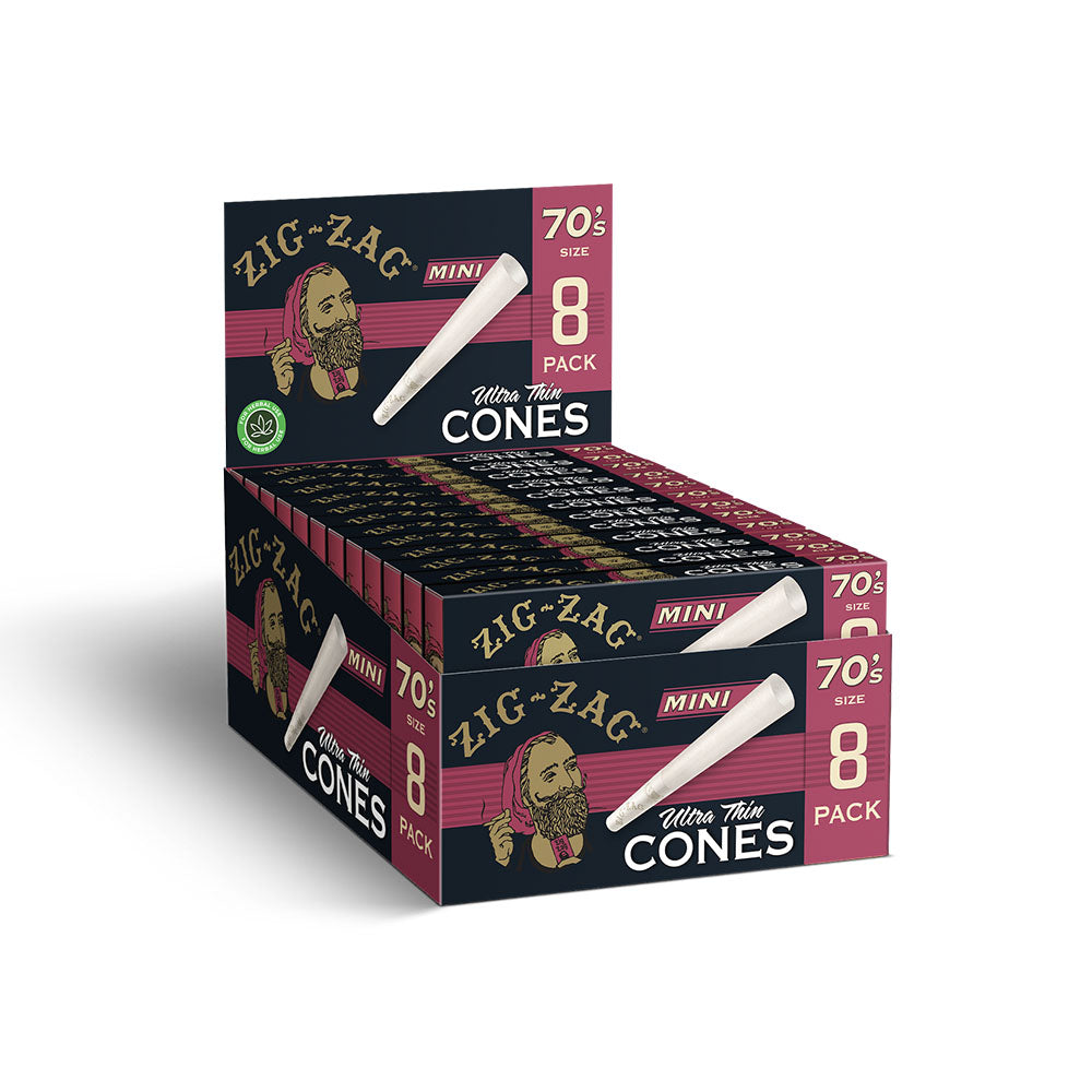 Zig Zag Ultra Thin Mini Cones Display | 70mm - Smoke N’ Poke