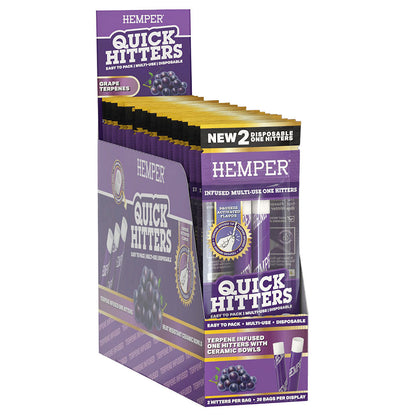 Hemper Quick Hitters Multi-Use Disposable One Hitter | 2pk | 20pc Display - Smoke N’ Poke