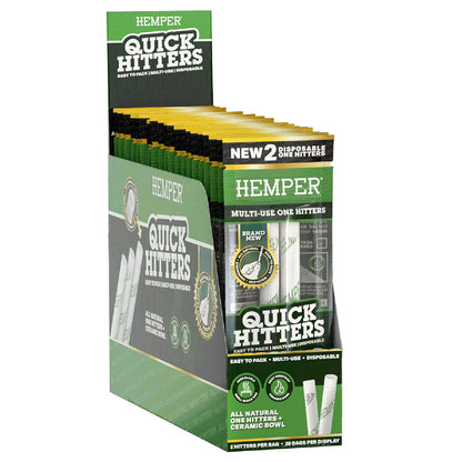 Hemper Quick Hitters Multi-Use Disposable One Hitter | 2pk | 20pc Display - Smoke N’ Poke