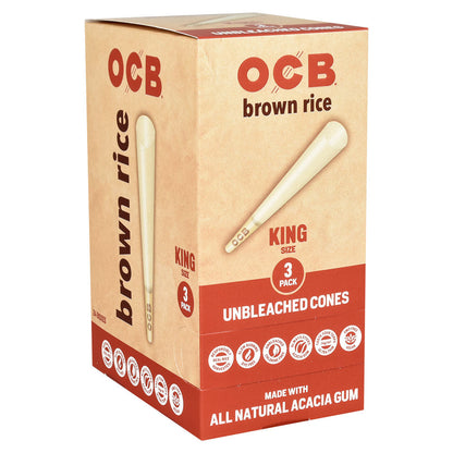 OCB Brown Rice Unbleached Cones | 24pc Display - Smoke N’ Poke