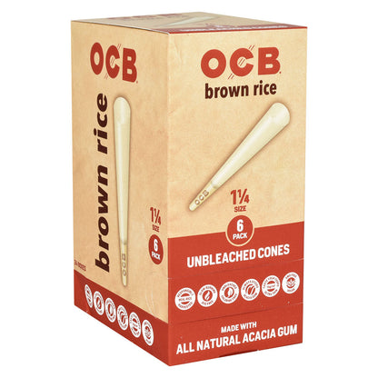 OCB Brown Rice Unbleached Cones | 24pc Display - Smoke N’ Poke