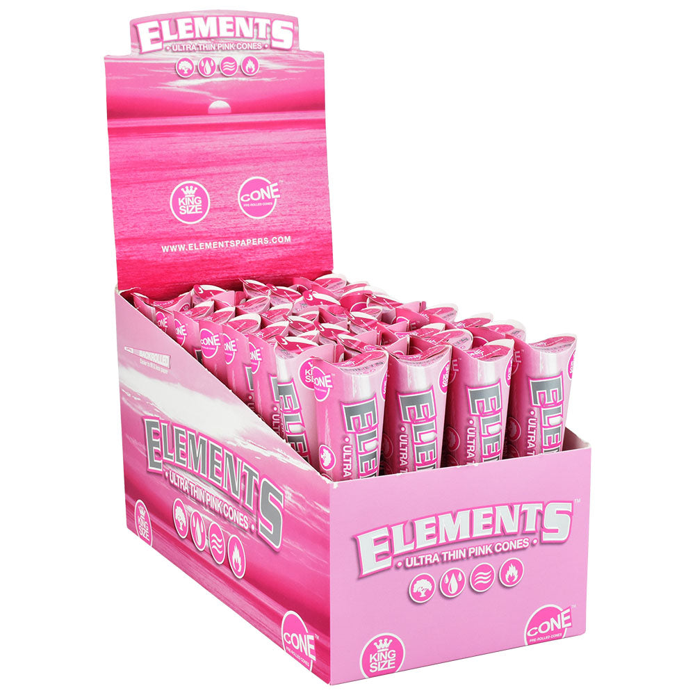 Elements Ultra Thin Pink Cones | 32pc Display - Smoke N’ Poke