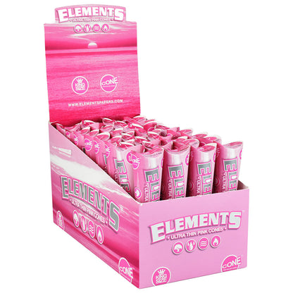 Elements Ultra Thin Pink Cones | 32pc Display - Smoke N’ Poke