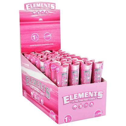 Elements Ultra Thin Pink Cones | 32pc Display - Smoke N’ Poke