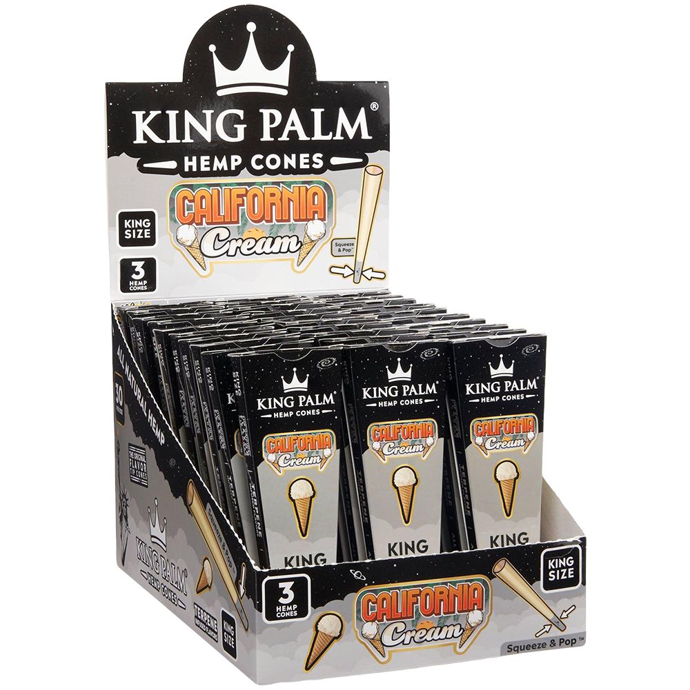 Conos de cáñamo King Palm | 3 piezas | Tamaño King | Pantalla de 30 unidades