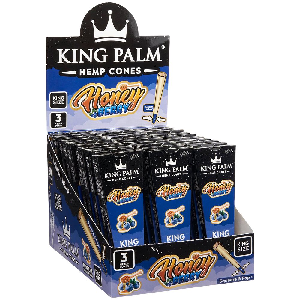 Conos de cáñamo King Palm | 3 piezas | Tamaño King | Pantalla de 30 unidades