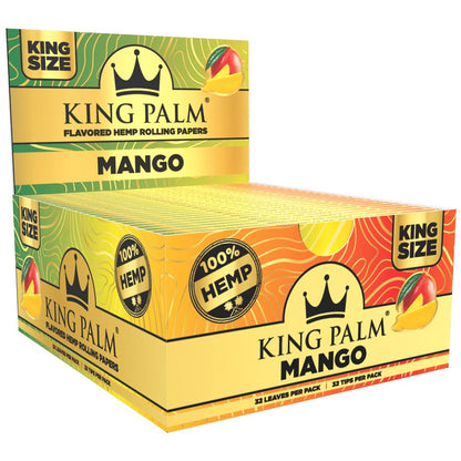 Papeles y puntas de cáñamo con sabor a King Palm | 32 piezas | Tamaño King | Pantalla de 22 unidades