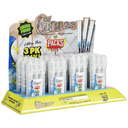 Glones x Packs Ultra Thin Pre-Rolled Cones w/ Glass Tips | 3pc | 12ct Display