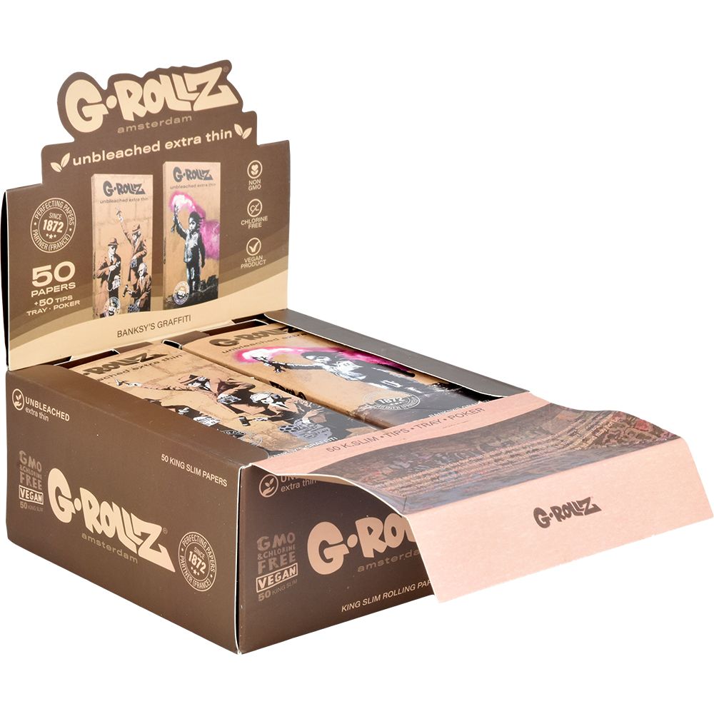 G-ROLLZ x Banksy's Graffiti Papers + Tips | 50pc | King Size | 16pk Display