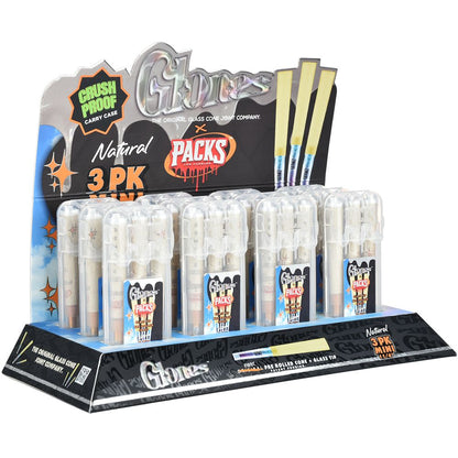 Glones x Packs Natural Pre-Rolled Cones + Glass Tips| 12pk Display