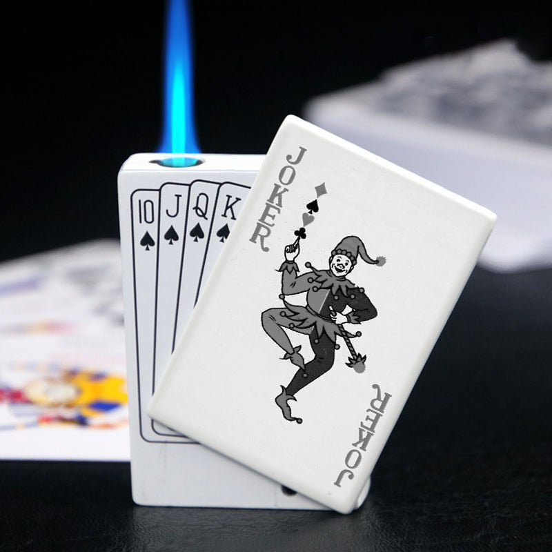 Metal Playing Cards Lighter Green Flame Poker Lighter Novel Lighter Poker Jet Torch Butane Metal Windproof Lighter - Smoke N’ Poke