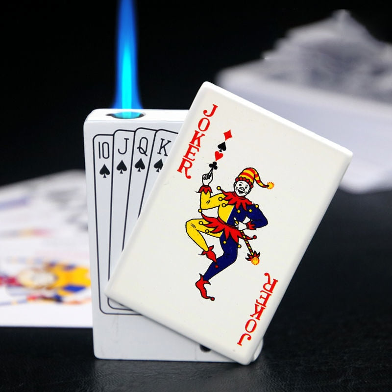 Metal Playing Cards Lighter Green Flame Poker Lighter Novel Lighter Poker Jet Torch Butane Metal Windproof Lighter - Smoke N’ Poke