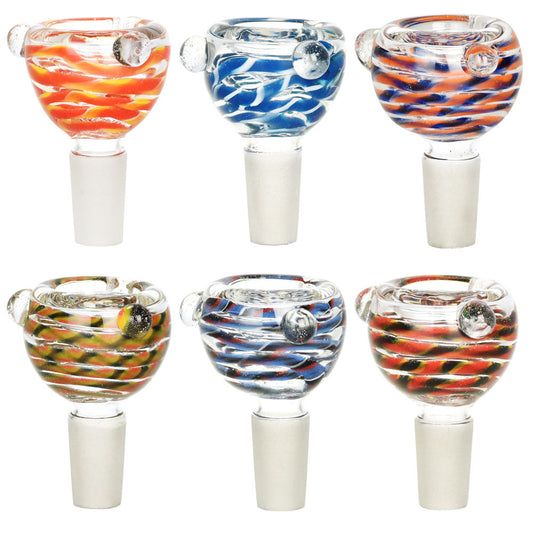 Glass on Glass Herb Slide Bowl- 14mm M/Colors & Designs Vary - Smoke N’ Poke