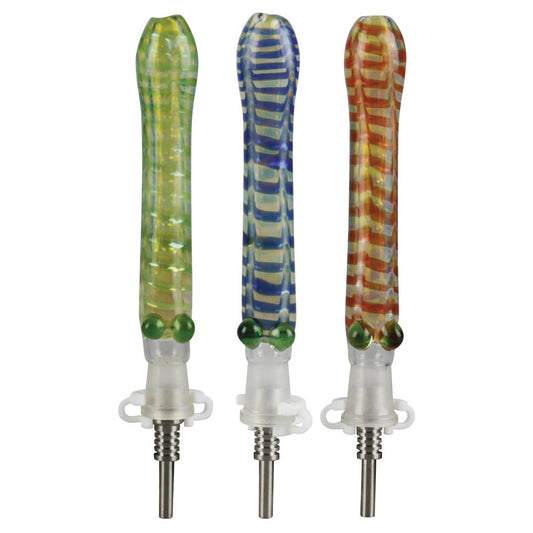 Glass Dab Straw w/ 10mm Titanium Tip - 6" / Colors Vary - Smoke N’ Poke