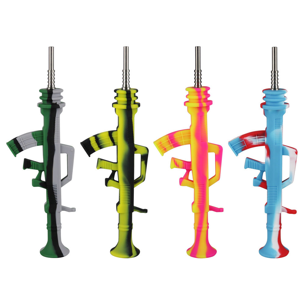 AK47 Dab Straw - Silicone / 9.5" / Colors Vary - Smoke N’ Poke