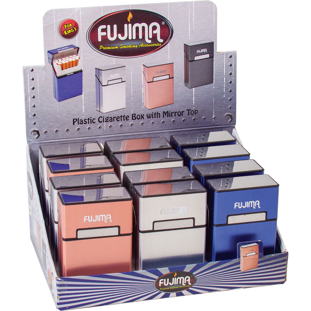 12PC DISP - Fujima Cigarette Case Mirror Top Kingsize - Assorted - Smoke N’ Poke