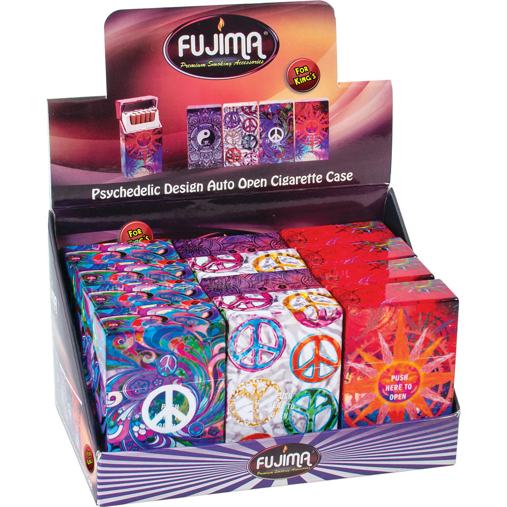 12PC DISPLAY - Fujima Psychedelic Cigarette Case Kingsize - Assorted - Smoke N’ Poke