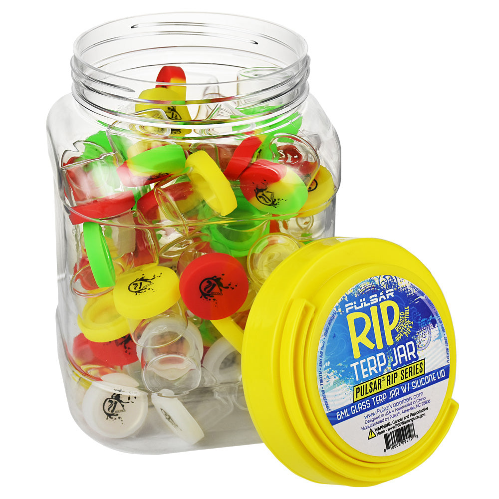 70PC DISPLAY - Pulsar RIP Series Glass Terp Jar - 6ml / Assorted Colors - Smoke N’ Poke