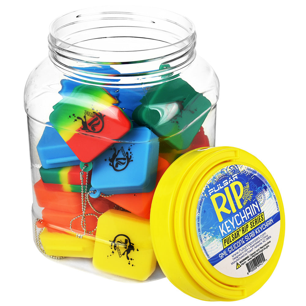 30PC DISPLAY - Pulsar RIP Series Silicone Slab Container - 9ml / Assorted Colors - Smoke N’ Poke