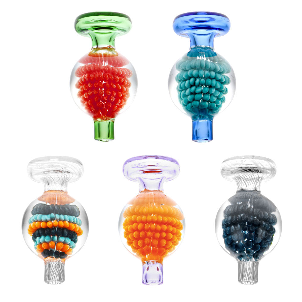 Encased Blackberry Pattern Bubble Carb Cap- 27mm/Colors Vary - Smoke N’ Poke