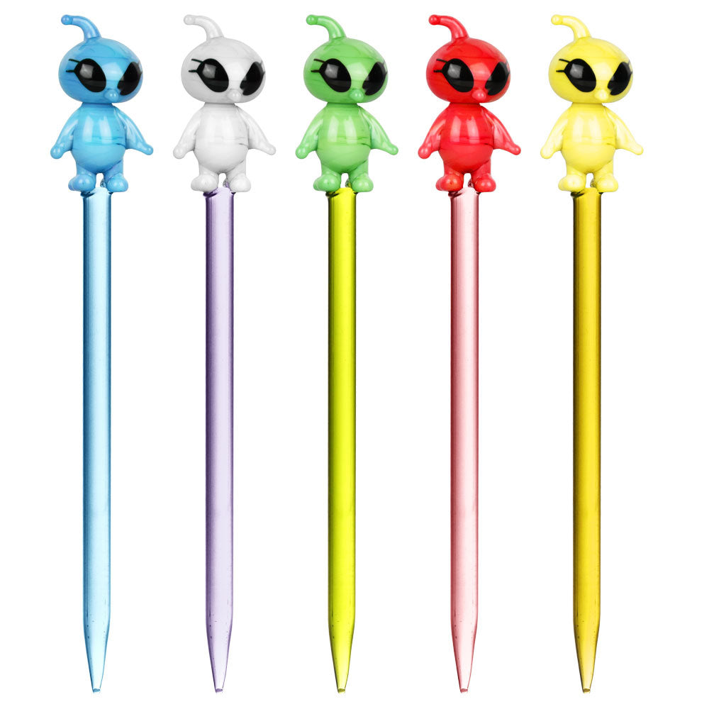 Cute Femme Alien Glass Dabber Tool - Smoke N’ Poke