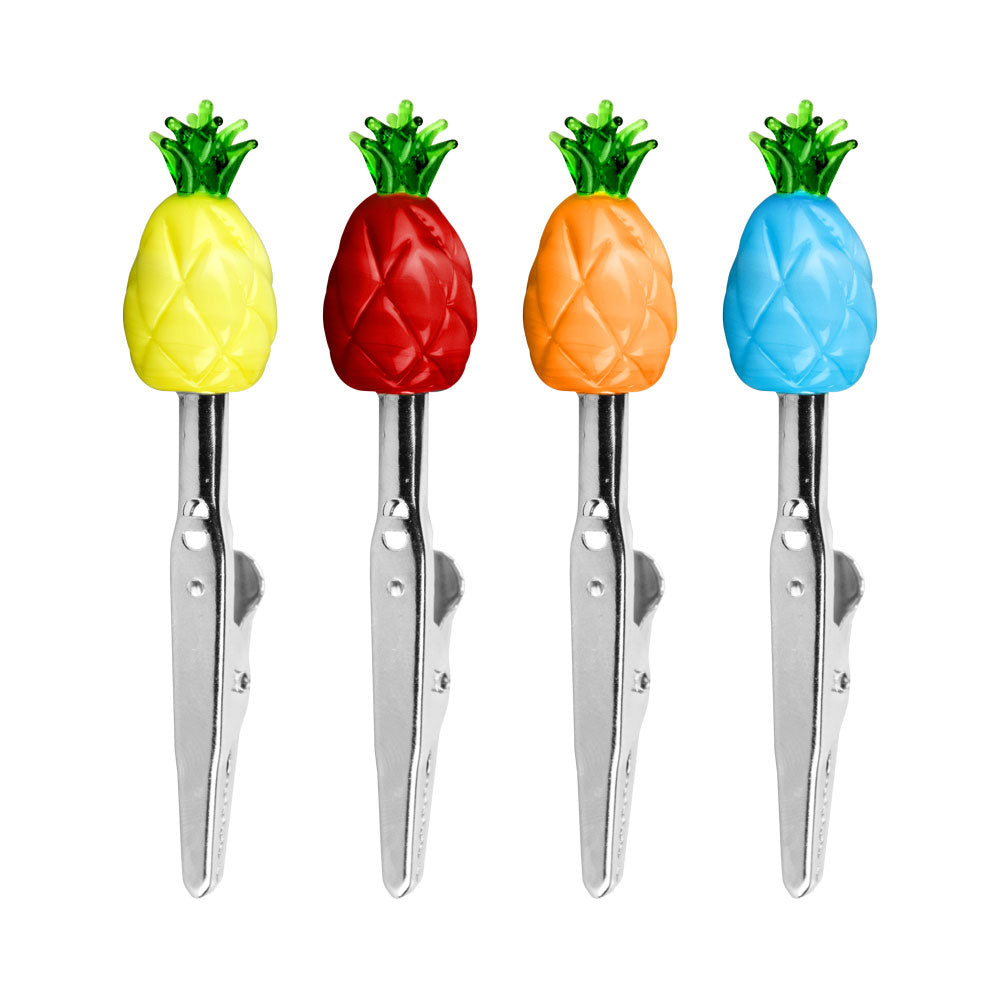 4PC SET - Pineapple Glass Memo Clip - 3" / Assorted Colors - Smoke N’ Poke