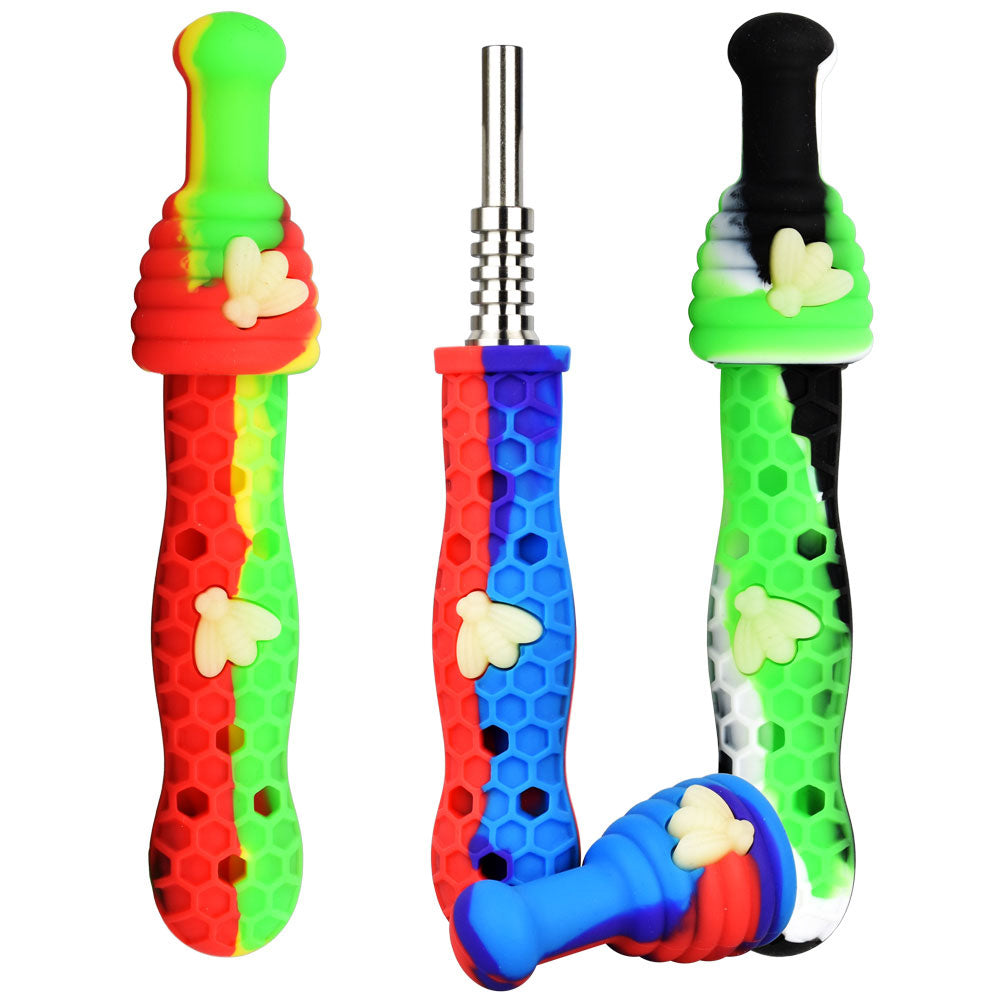 Silicone UV Honeybee Vapor Straw w/ Cap - Smoke N’ Poke