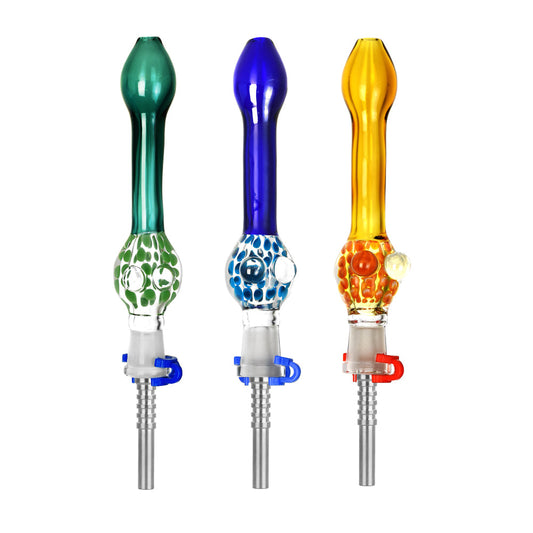 Confetti Bubble Dab Straw w/ Titanium Tip - 5" / Colors Vary - Smoke N’ Poke