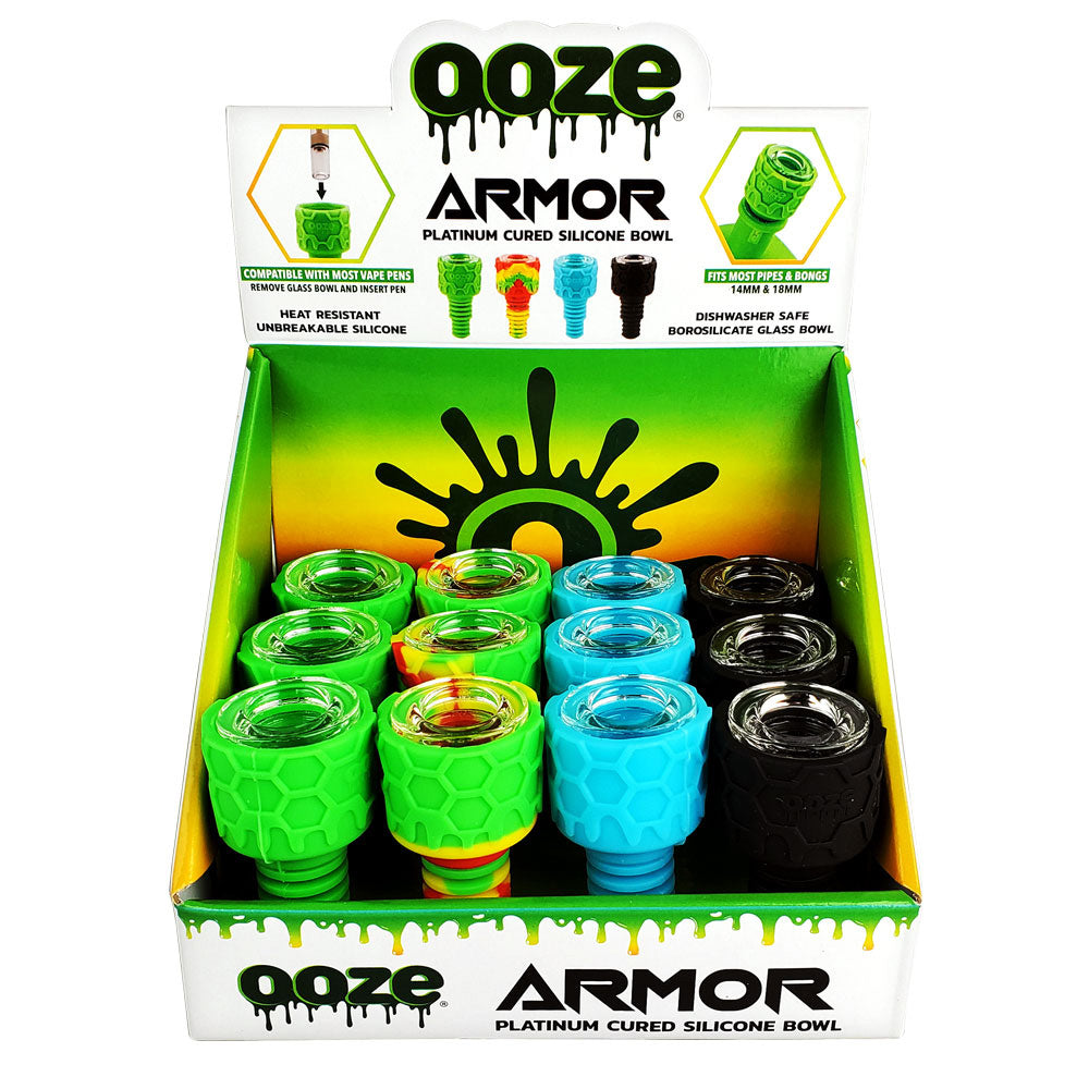 PANTALLA DE 12 PIEZAS - Tazón de vidrio de silicona Ooze Armor - Surtido de colores