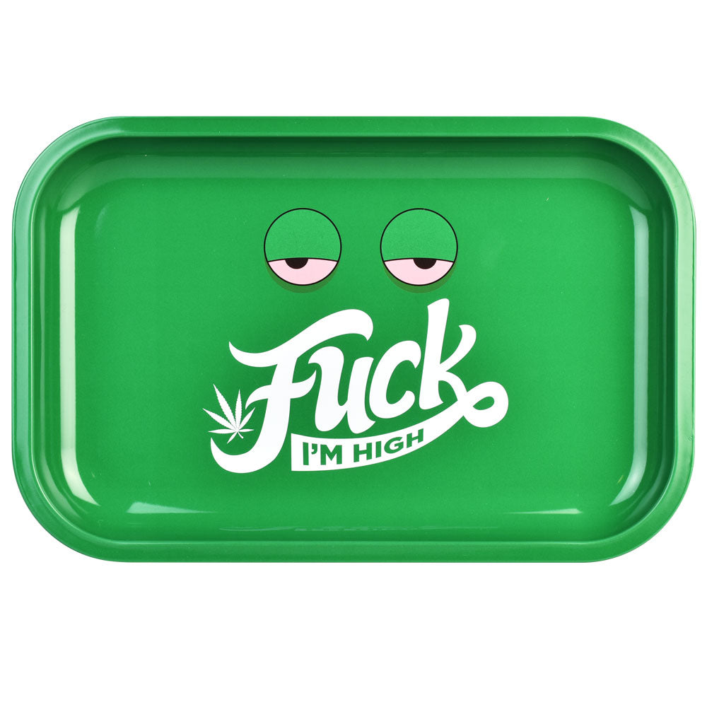 Fuck I'm High Metal Rolling Tray - Smoke N’ Poke