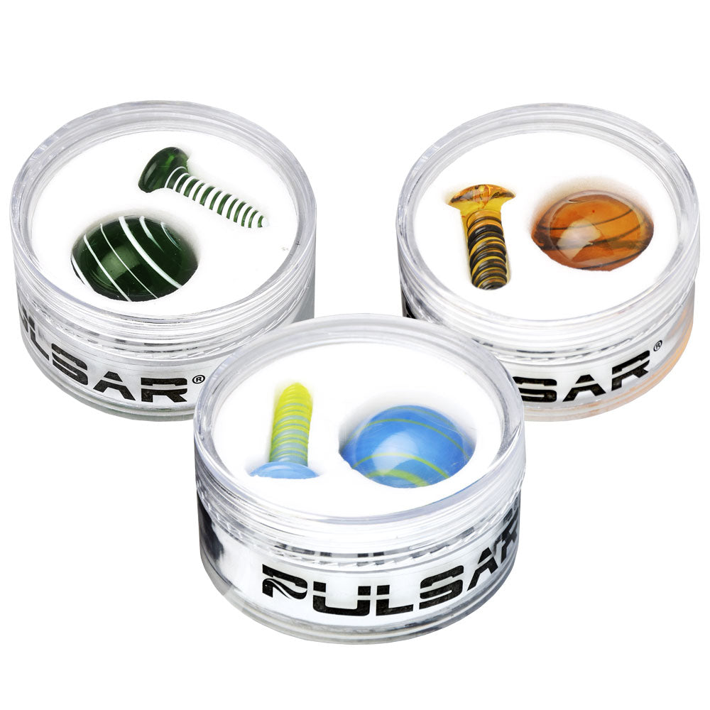 Pulsar Terp Slurper Screw & Marble Set - 2pc / Colors Vary - Smoke N’ Poke